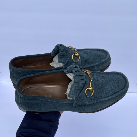 Gucci Blue Suede Horsebit Men’s Loafers 353014 - Picture 12 of 15